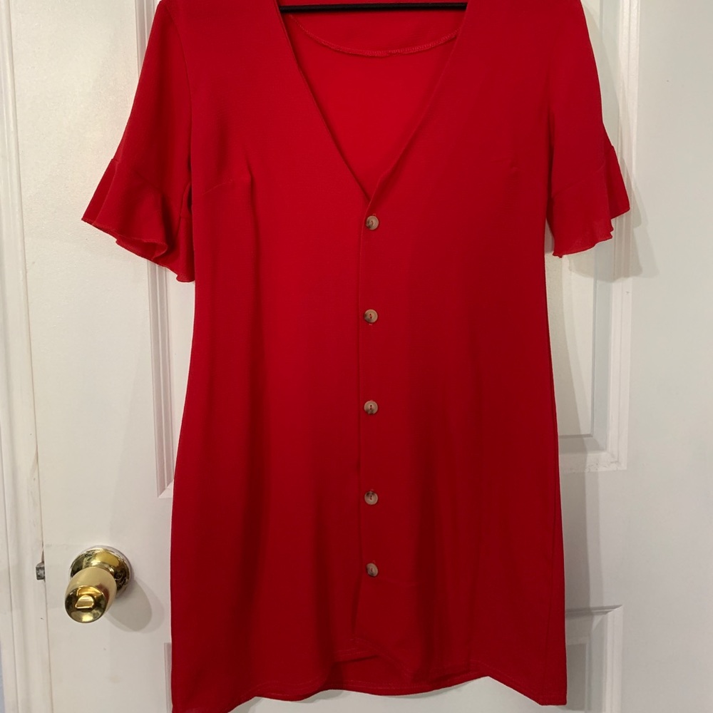Red button summer dress